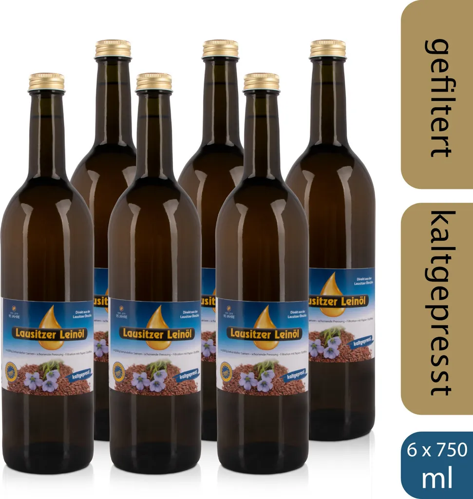Lausitzer Ölmühle Hoyerswerda 6 x Lausitzer linseed oil (cold-pressed linseed oil), 6 x 750ml