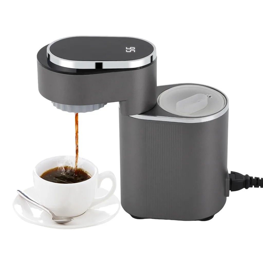 GreatDEshop2021 600W 150ml Mini Coffee Machine, Travel Espresso Machine, Latte Coffee Machine, Grey