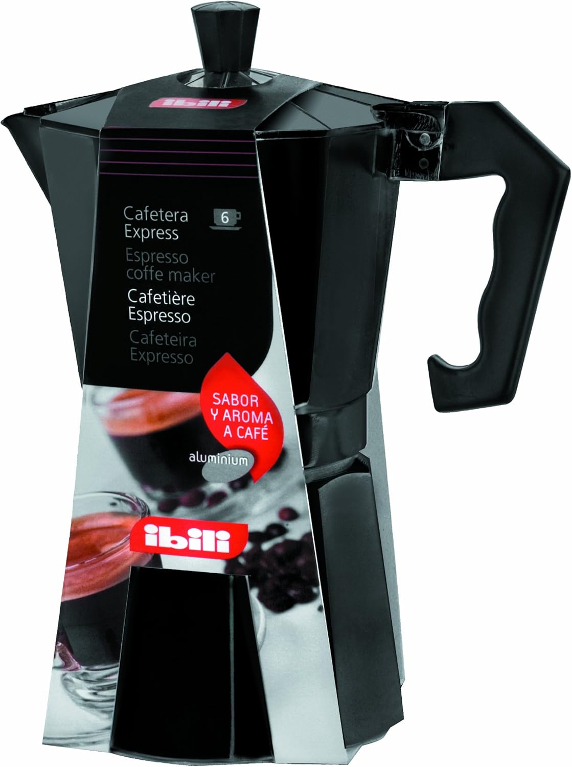 Ibili 612206 Espresso Maker for 6 Cups, Black