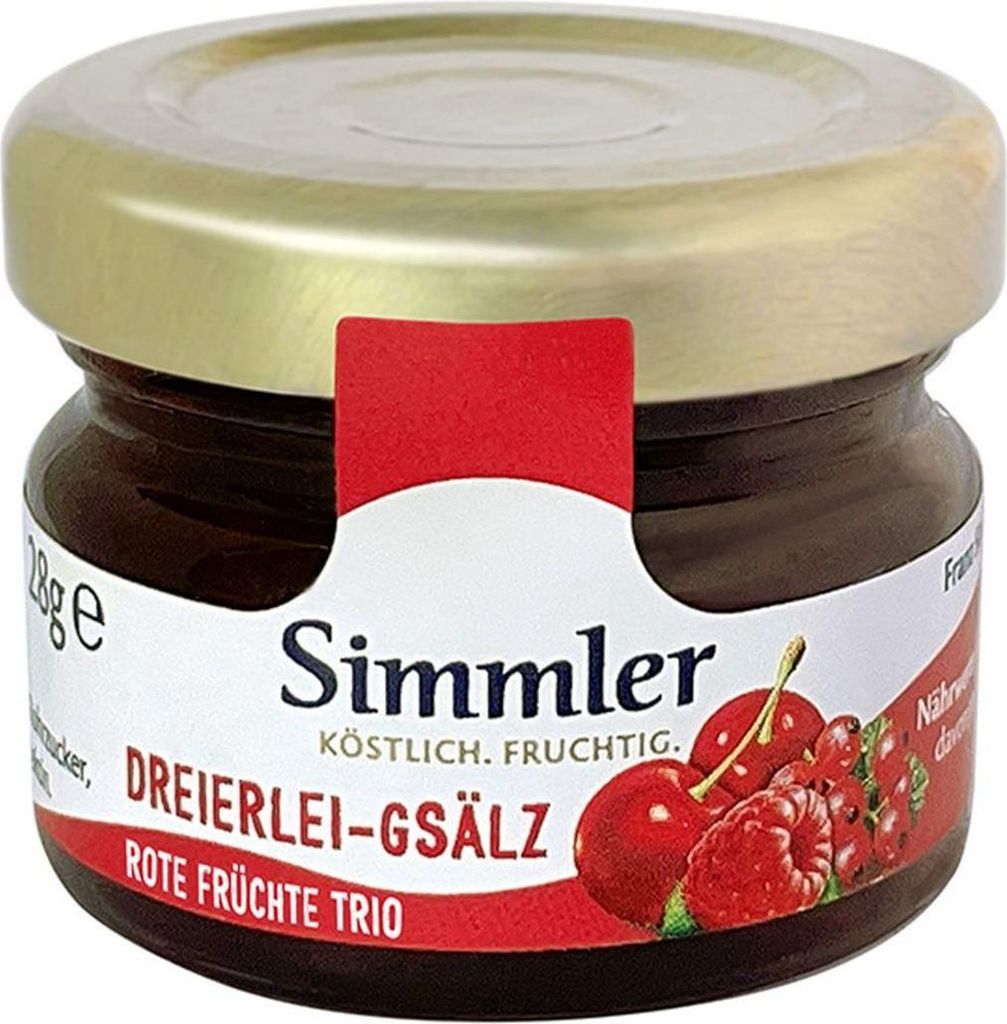 60x SIMMLER Three Kinds of Jam (fine marmalade, 28g per jar)