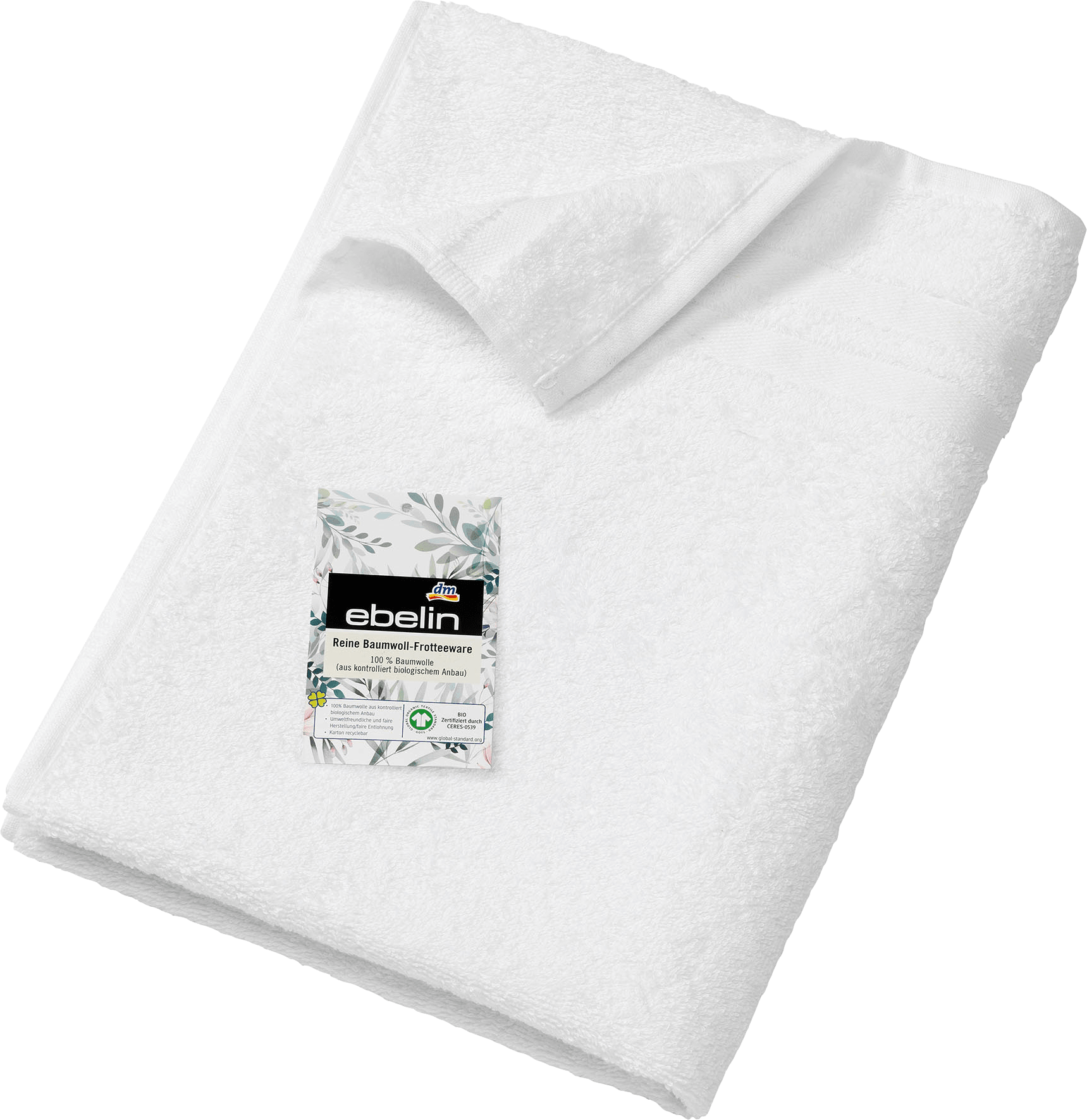 ebelin Towel Made Of Terry White 100% Cotton Gots Certified, 1 Pcs