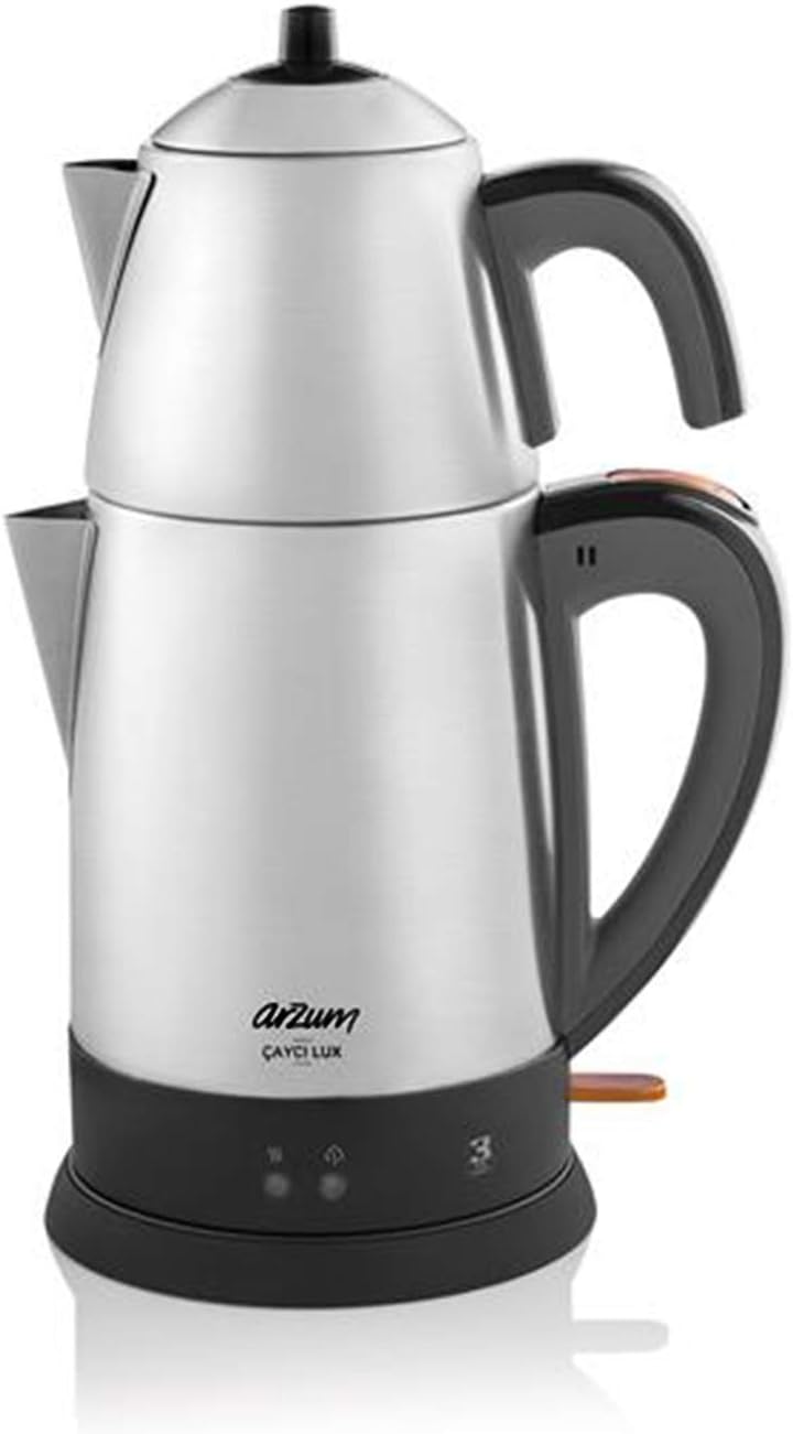 Arzum Cayci Lux Electric High Quality Stainless Steel Tea Maker Kettle Colour: Silver