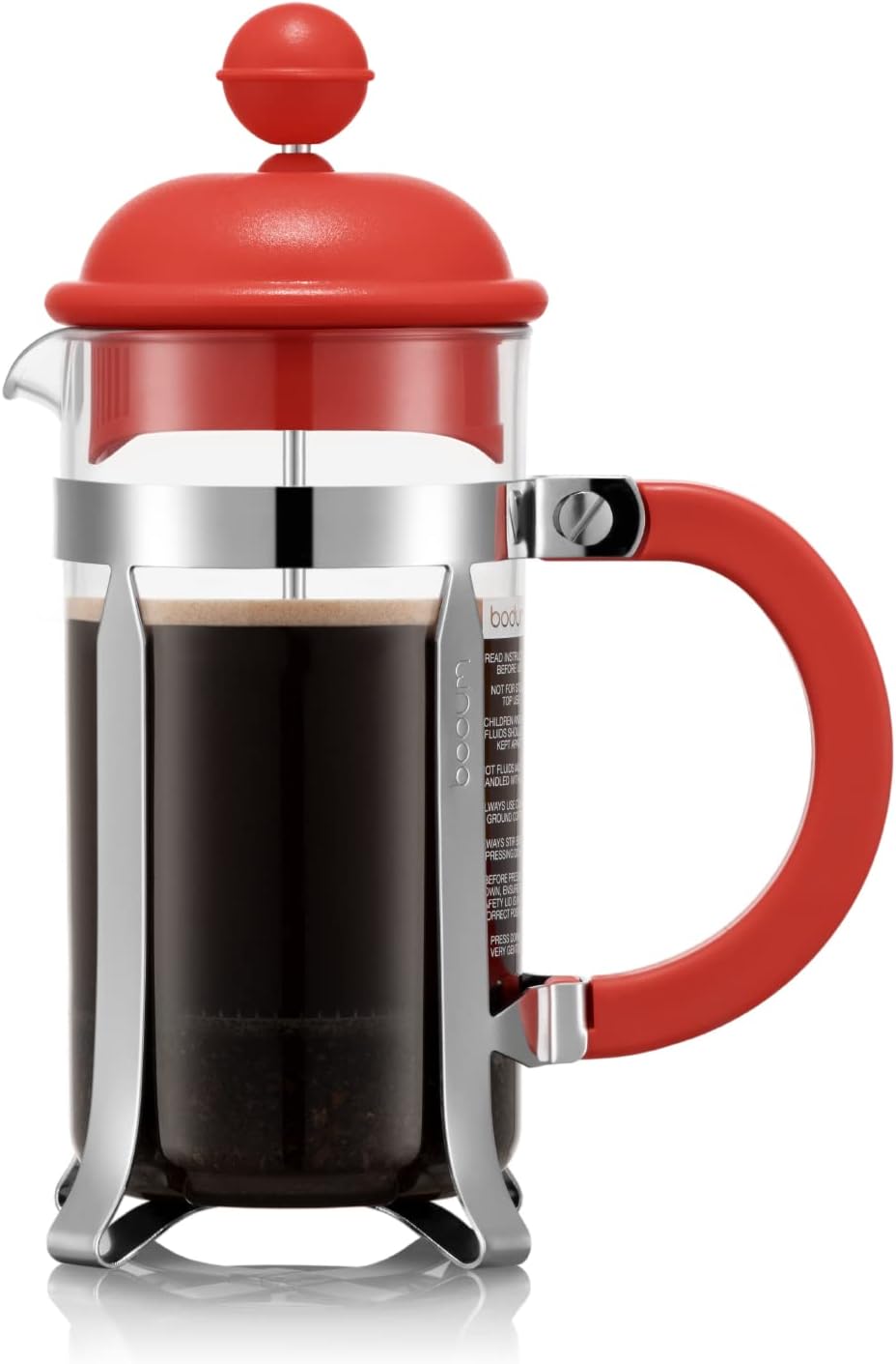 Bodum 1913-04 CAFFETtiera Coffee Maker with Plastic Lid, 3 Cups, 0.35 L, Stainless Steel, Red