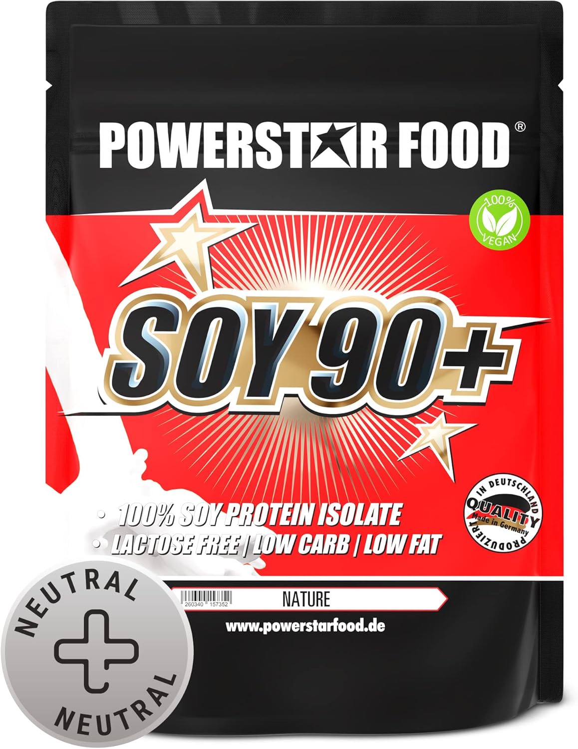 POWERSTAR FOOD Store Incomparable Superb Flavour, Pure Vegan Soy Protein Isolate, Soy 90+, Instantized, Non-GMO and Plant Estrogen Free. 1000 g) Powder, , , 1000g