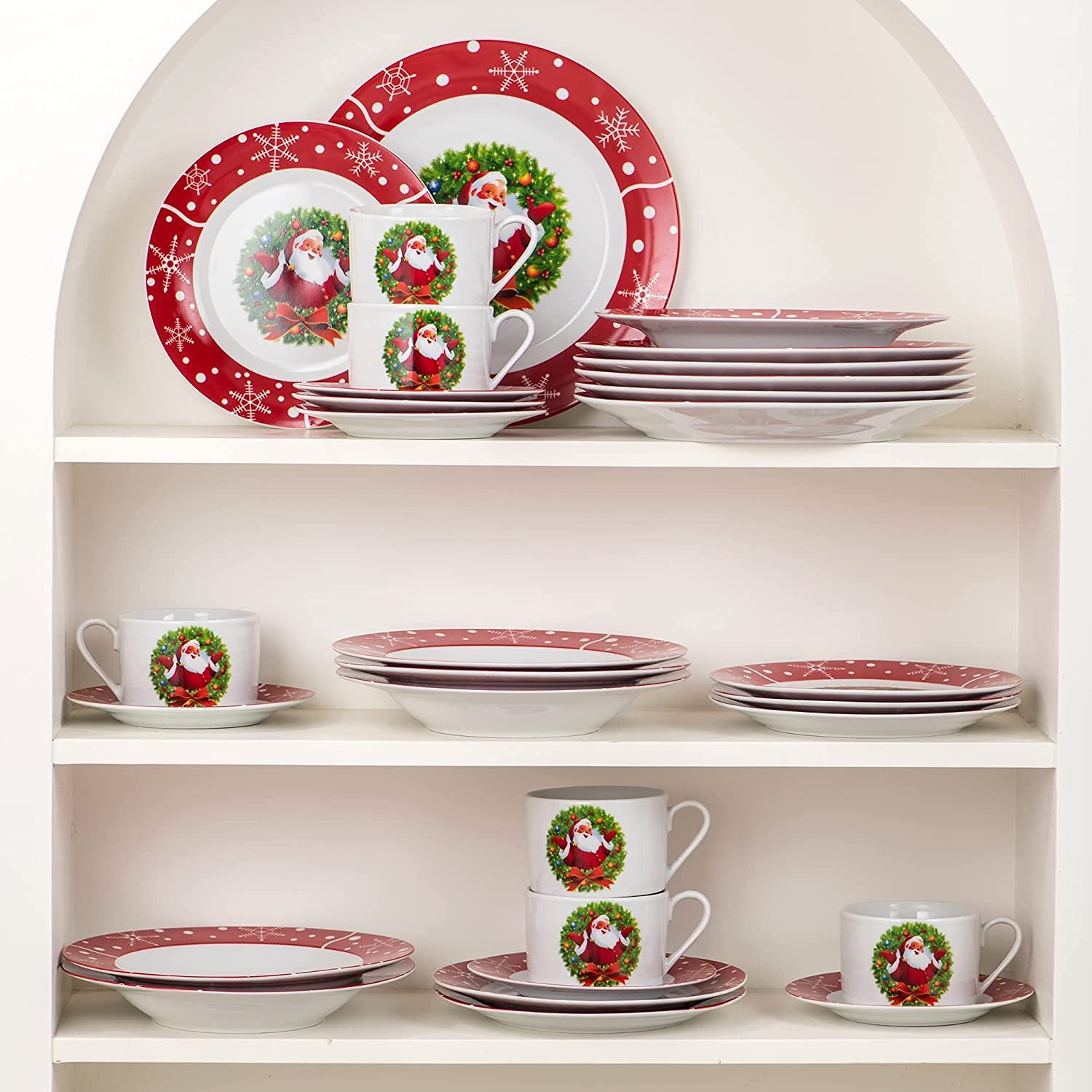 VEWEET, Dinner service set, porcelain crockery set, coffee service, dinner service for Christmas