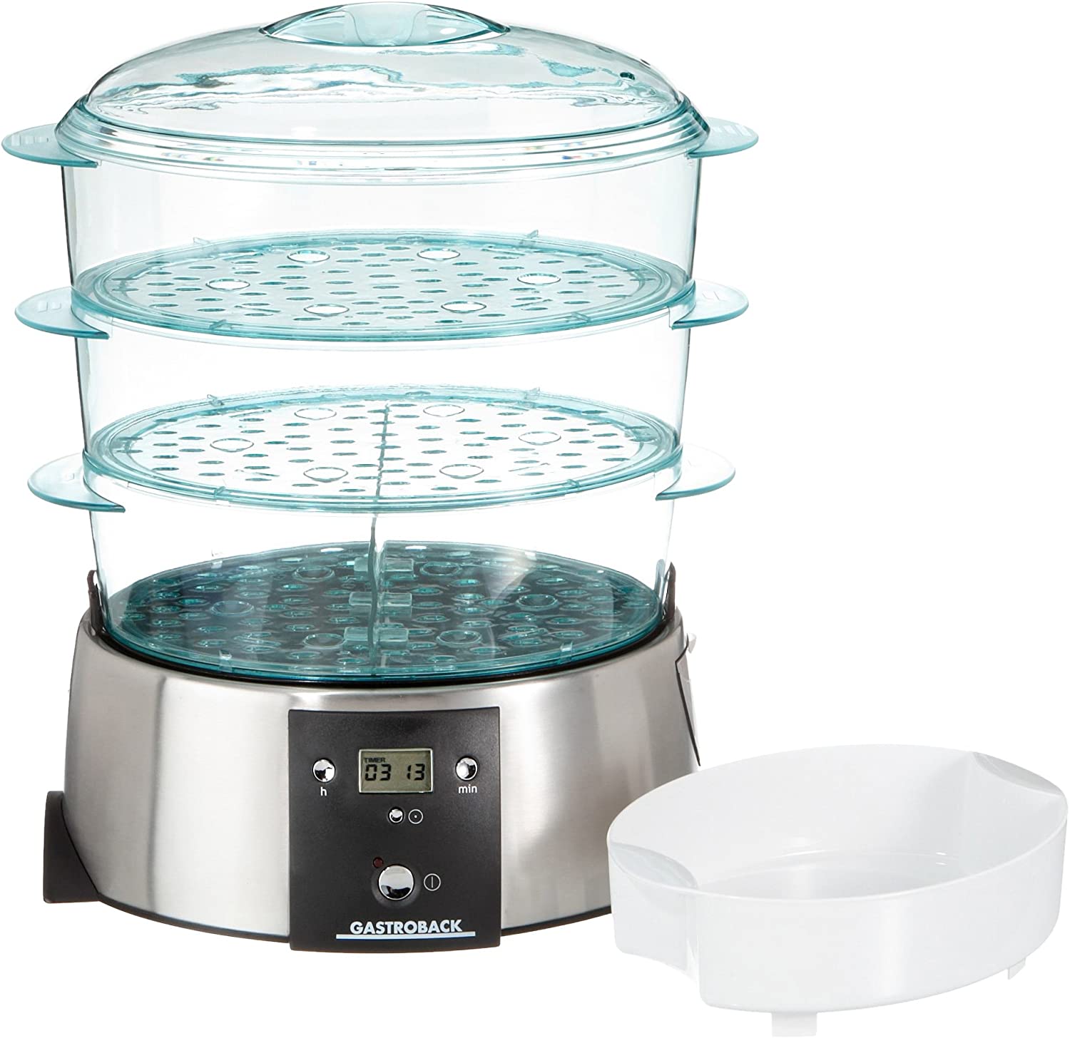 Gastroback 42510 steamer - steam cookers (Stainless steel, Transparent, LCD, 340 x 252 x 396 mm)