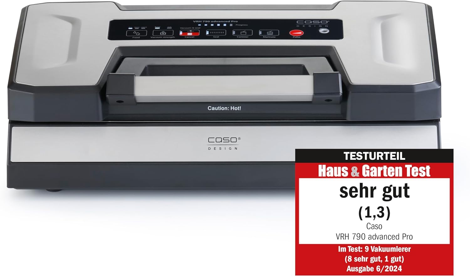 CASO VRH 790 Advanced Pro Vacuum Sealer, Vacuum Sealer, Test Rating Very Good, 200 Vacuum Processes Non-Stop, with Patented Casotek Liquid Function, Double Weld, Includes Vacuum Bag