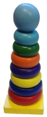 GMMH Pyramid 20 Cm Disc Tower Stacking Game Game Pyramid Wood Building Blocks Pe