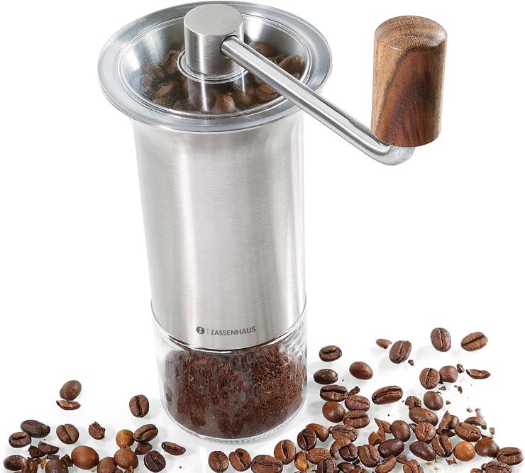 Zassenhaus Barista 041170 Coffee Grinder Glass and Stainless Steel Height 21 cm Transparent Silver