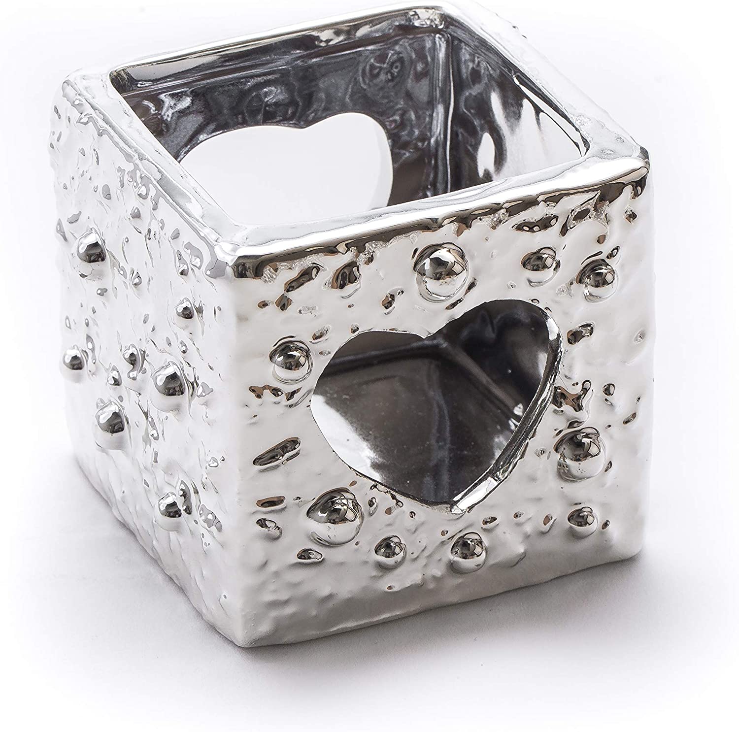 DARO DEKO Daro Decorative Ceramic Tealight Holder Silver Various Designs - Single or Set of 4