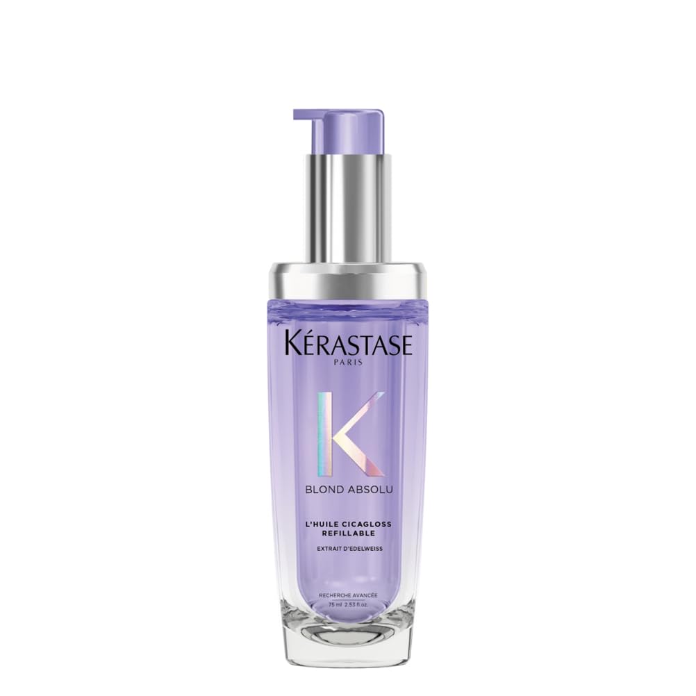 Restaxil Kérastase Blond Absolu l\'Huile Cicagloss, Strengthening Care Oil for Blonde or Bleached Hair, Repairing and Stabilising Hair Care with Heat Protection, Refillable Bottle, 75 ml