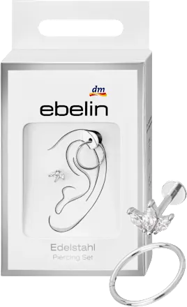 ebelin Ear piercings, 316L steel, silver-colored, 2 pieces