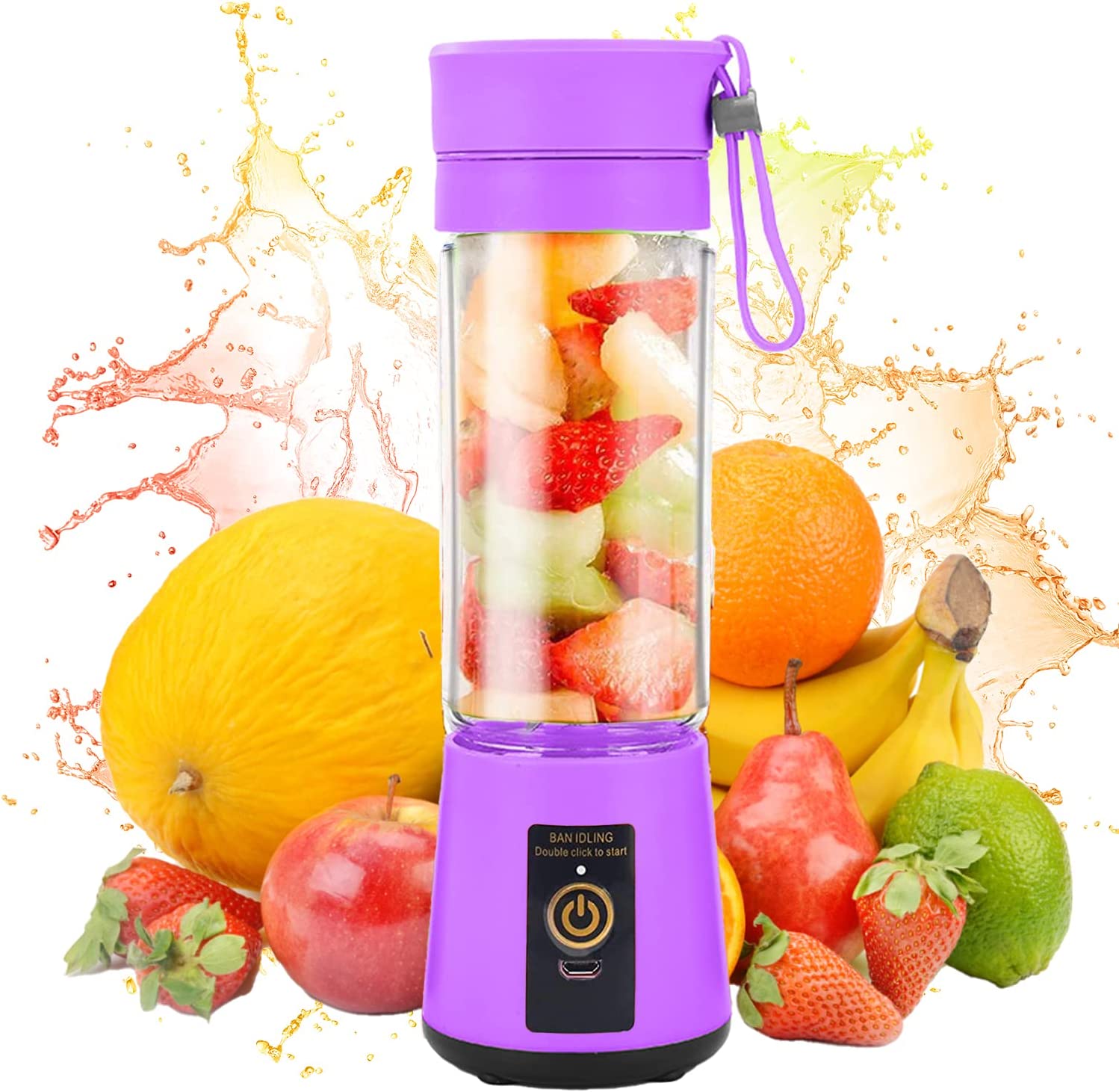 VORAE Portable Blender - Rechargeable 6 Sheet Blender Cup | Travel Blender for Fresh Juice Shakes and Smoothies | For Home, Sports, Outdoor, Travel (Purple)