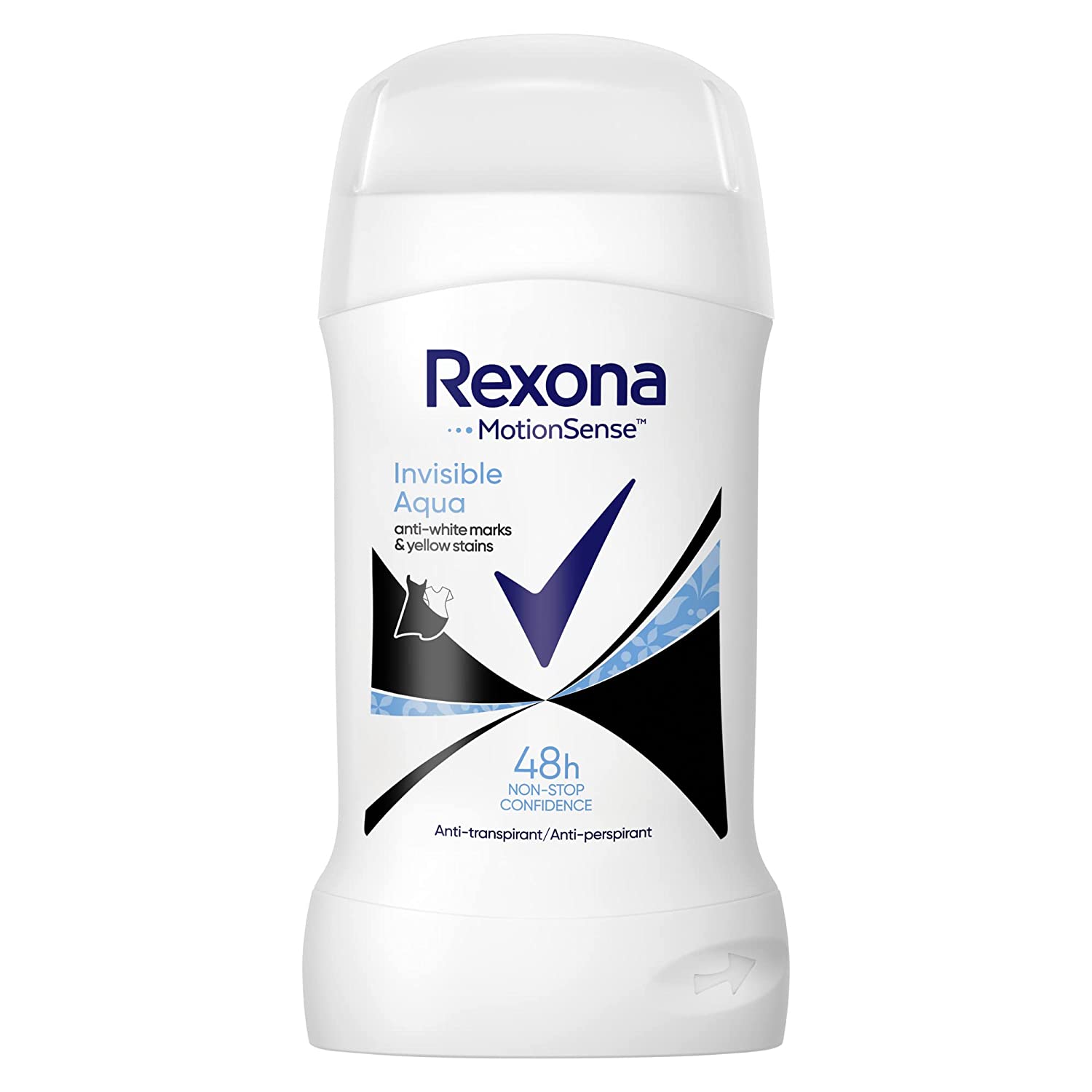 Rexona MotionSense Deodorant Stick Invisible Aqua Antiperspirant with 48-Hour Protection Against Body Odour and Underarm Wetness 40 ml Pack of 1