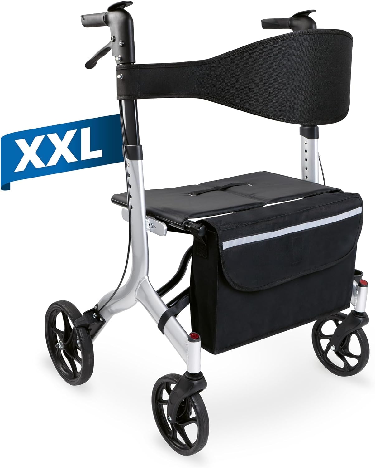 Weinberger 02262 XXL Aluminum Rollator Sturdy Foldable XXL with Bag Large Black 10 kg