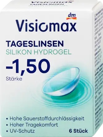Visiomax Silicone hydrogel daily contact lenses, diopter -1.50, 6 units