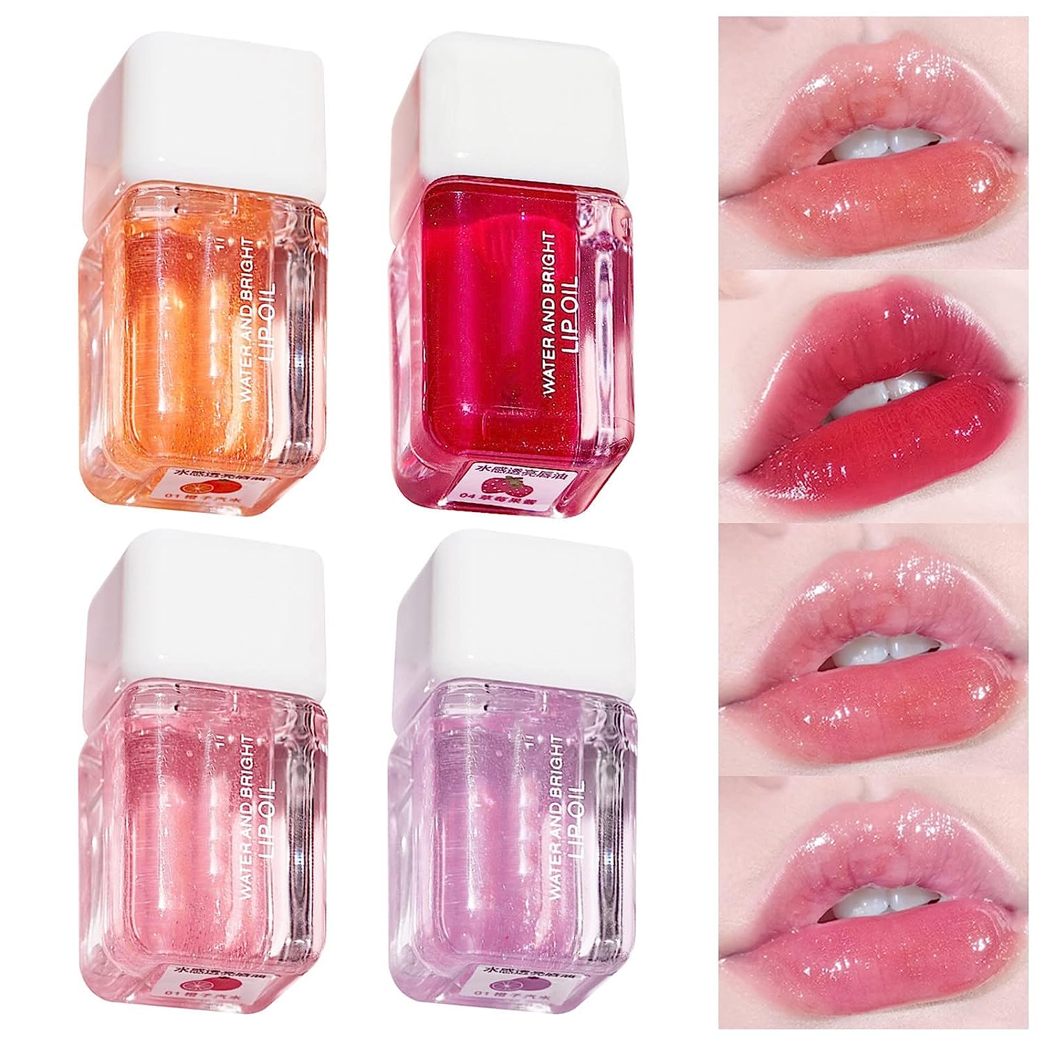 Generic Lip Gloss Hydrating Lip Glow Oil Fruit Flavoured Plumping Lip Tint for Dry Long Long Lasting Moisturising Non-Sticky Fresh Texture Lip Gloss 3 ml (D, One Size)