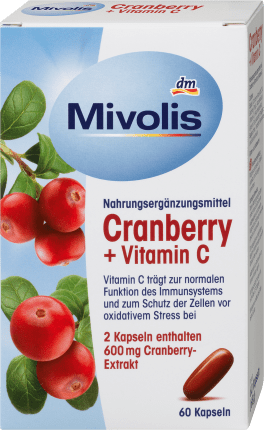 Mivolis Cranberry + Vitamin C capsules, 60 pcs., 68 g