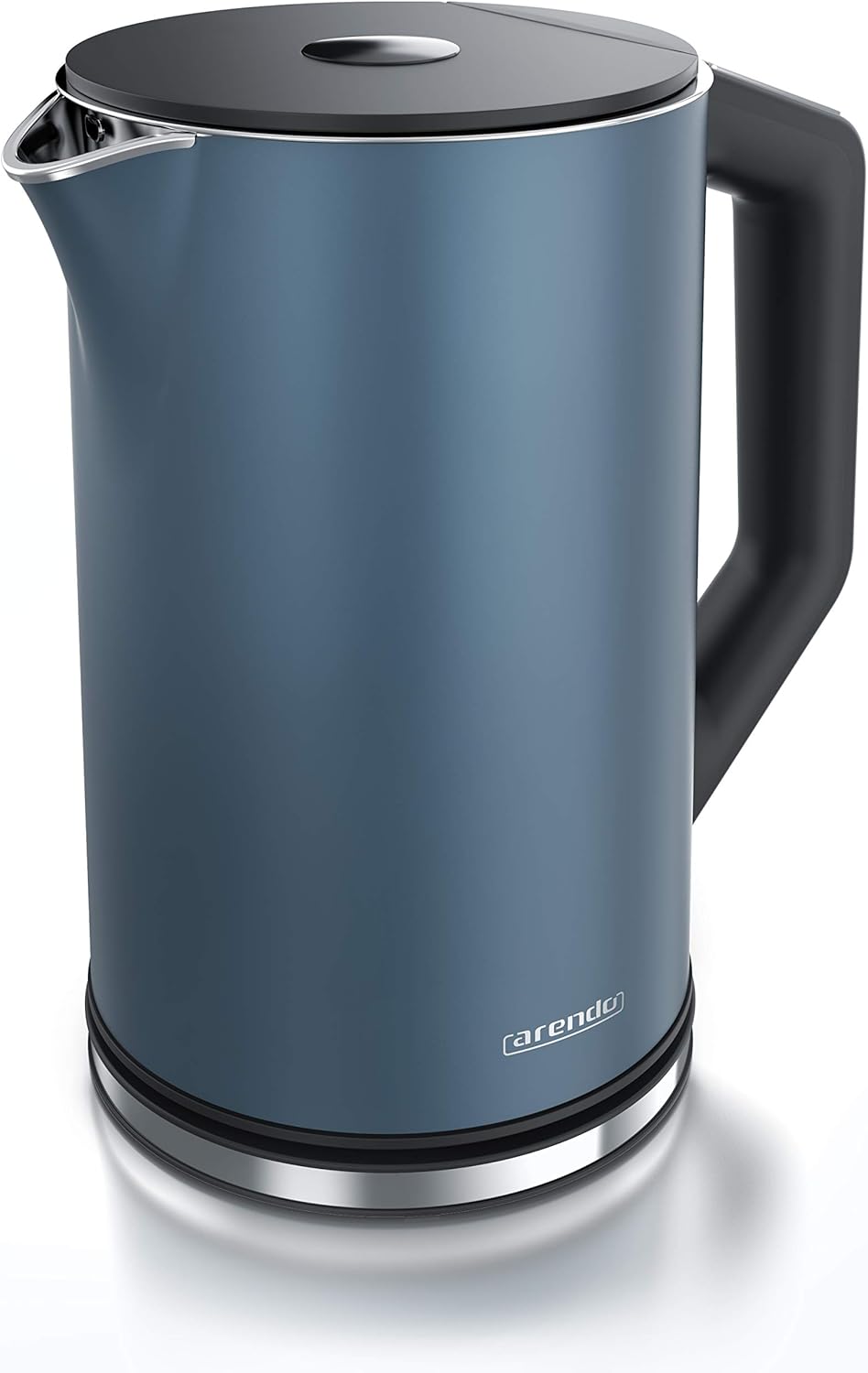 Arendo - Stainless Steel Kettle with Temperature Setting 40-100 Degrees in 5 Steps - Double Wall Design - Elegant Model - 1.5 Liter - 2200 W - Tea Maker with Temperature Display - GS - Admiral Blue