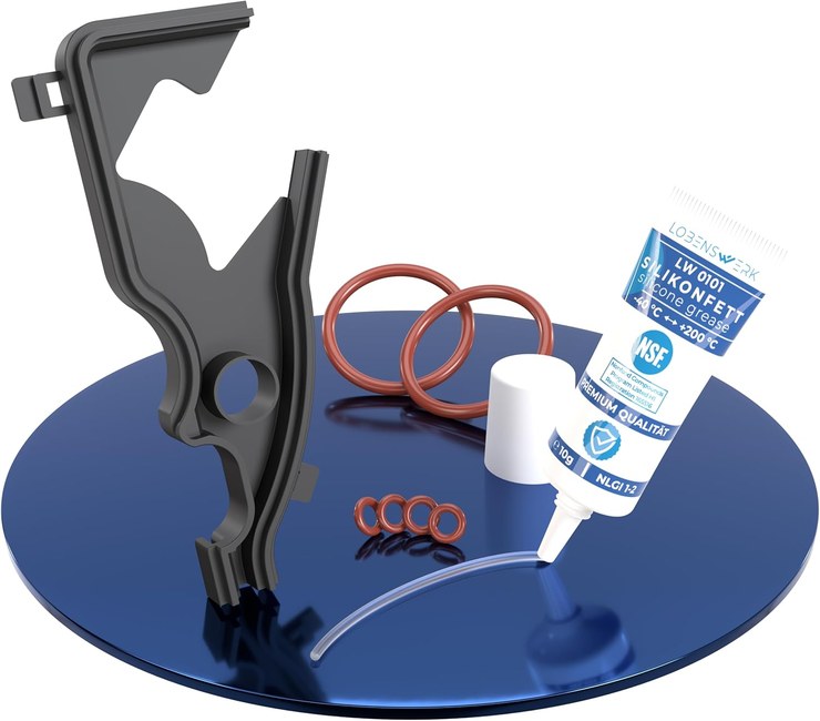 LOBENSWERK care set [incl. Video installation instructions] for Siemens EQ5 EQ6 EQ7 EQ8 + Bosch Veron & Neff with premium silicone grease, heat-resistant silicone molded seal & O-rings