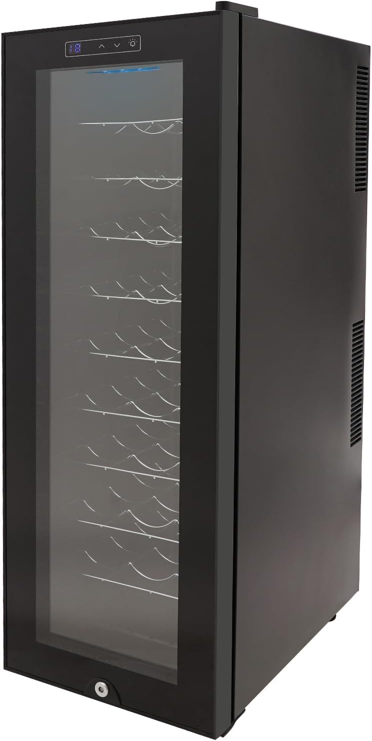 Wine Fridge 76L 9 Levels Wine Climate Cabinet 12-18°C Touchscreen LED Lighting Fridge with Glass Door Slim Small Wine Refrigerators for Red Wine Beer Champagne