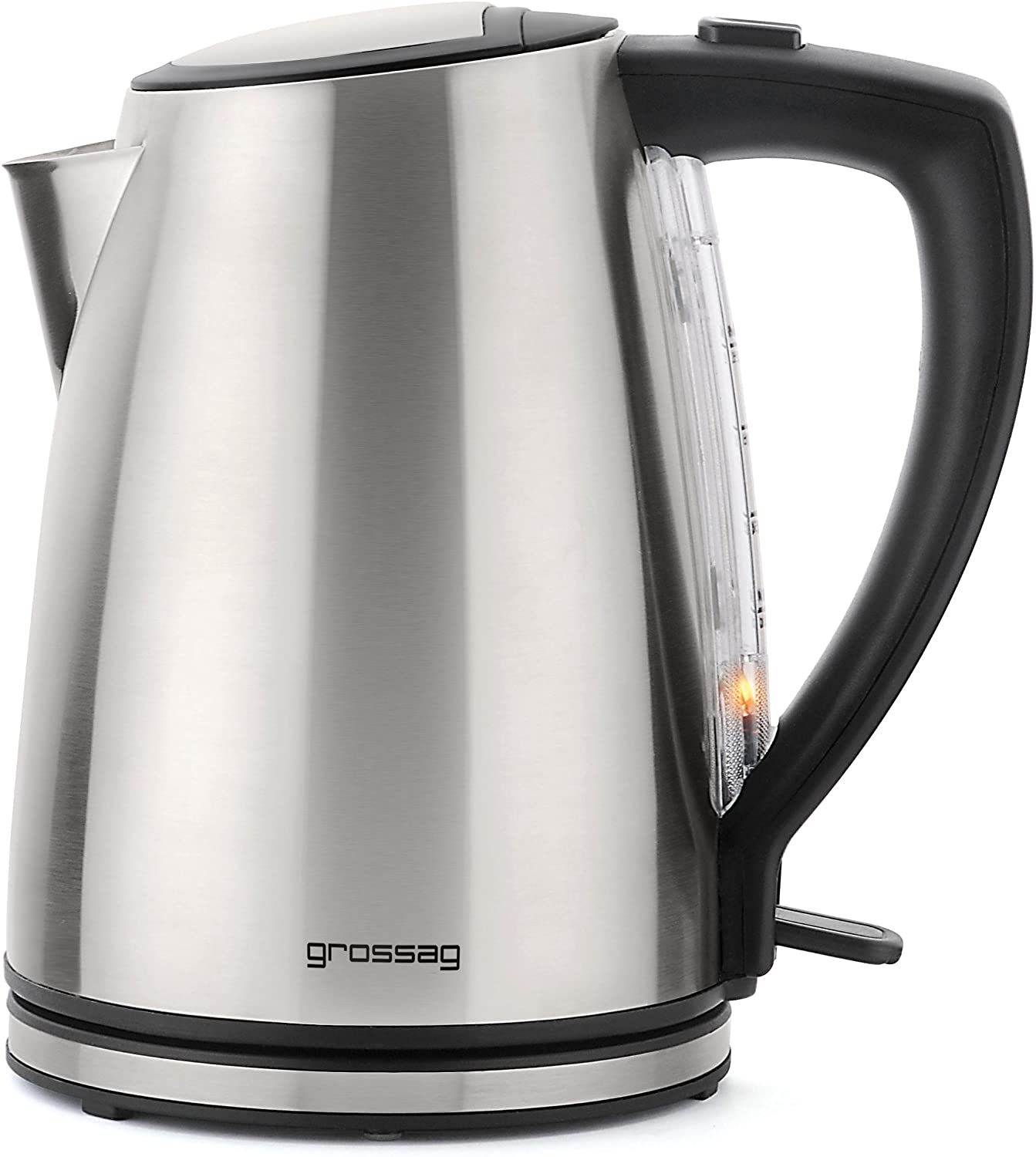 grossag Kettle WK 45 1.2 Litre Stainless Steel Black Removable Filter Sieve 1650 Watt