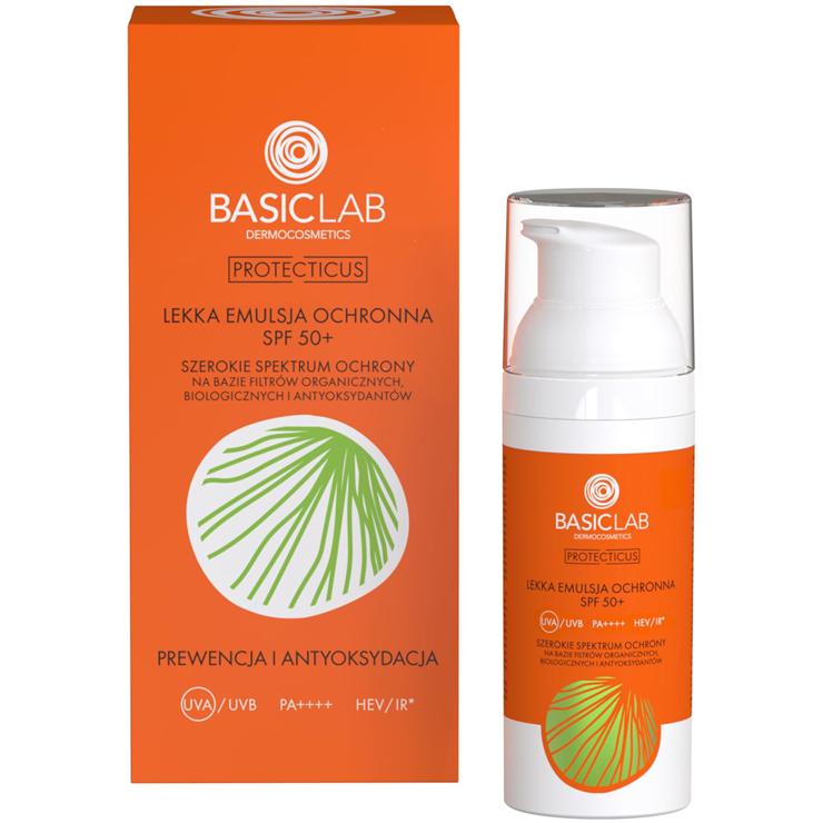 BasicLab Sunscreen Lotion SPF 50+, 50 ml, for Adults and Children, for Women and Men, Under Make-Up, High UV Protection