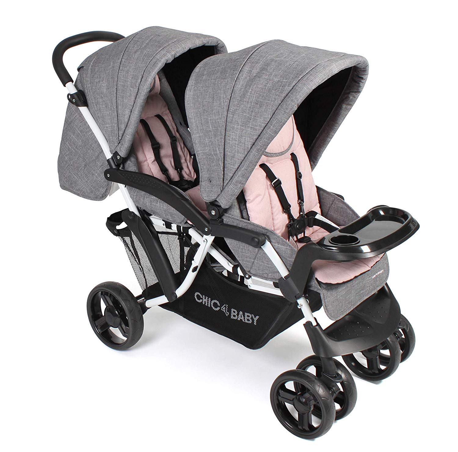 CHIC 4 BABY 273 67 Double Pushchair Doppio Melange Pink / Grey
