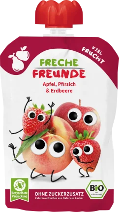 FRECHE FREUNDE Squeeze apple, peach & strawberry from 6 months, 100 g