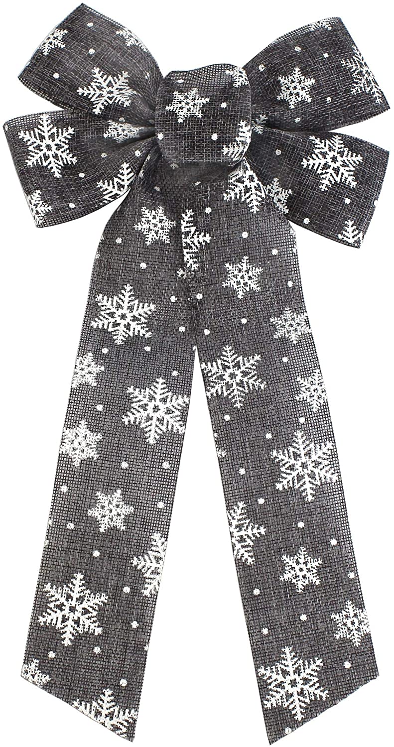 Daro Deko Jute Bow Grey With Snowflakes