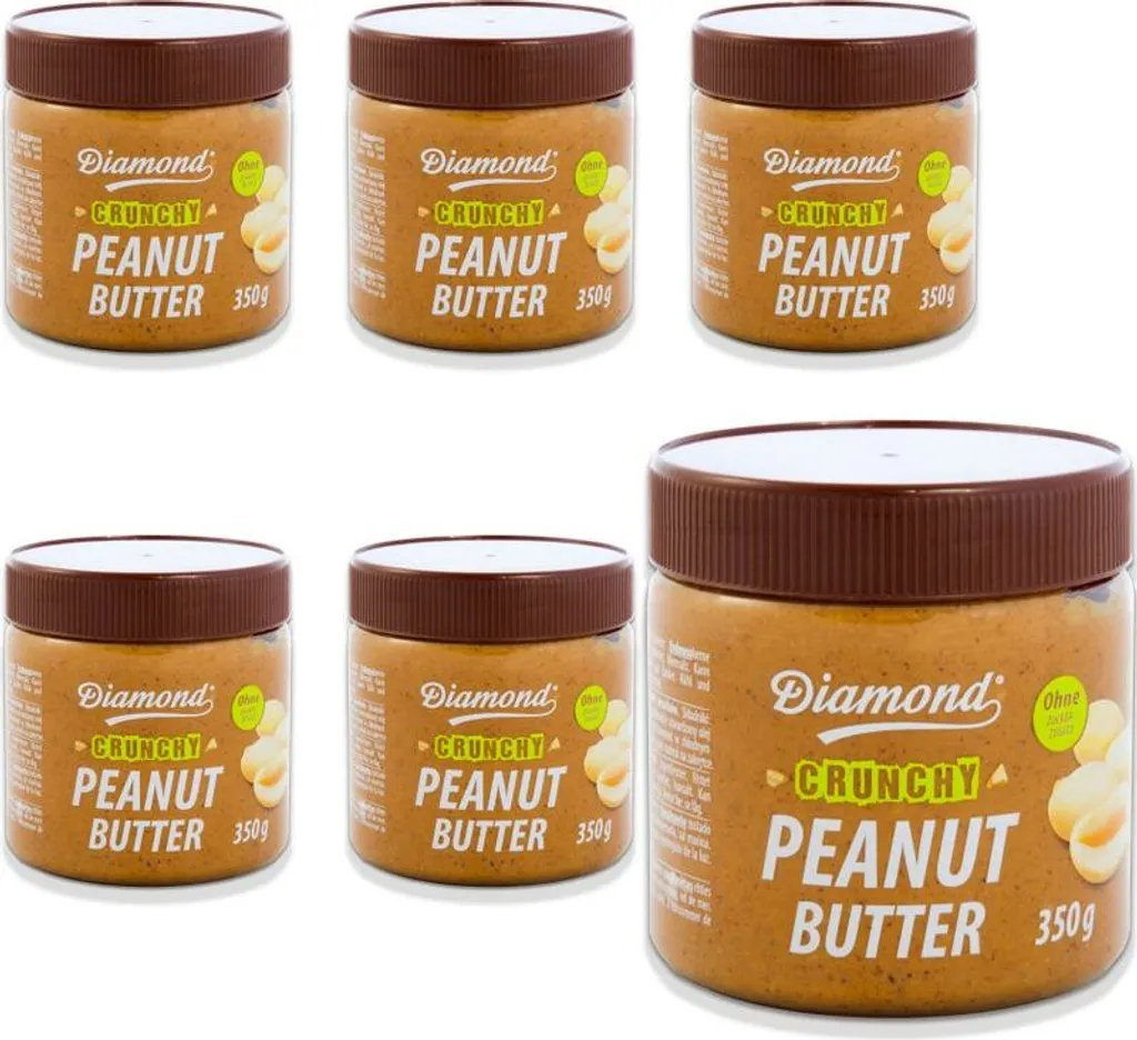6-pack DIAMOND Peanut Butter Crunchy - with peanut pieces 350g | No added sugar | Peanut Butter