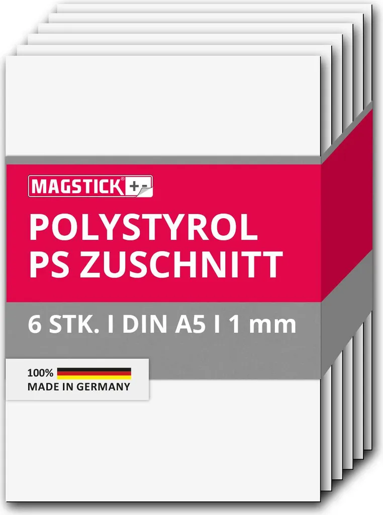 easydruck24de Set of 6 white polystyrene sheets | DIN A5 plastic hardboard PS cut to size | 14.8 x 21 cm | 1 mm thick | for model making, architecture, DIY | mag260