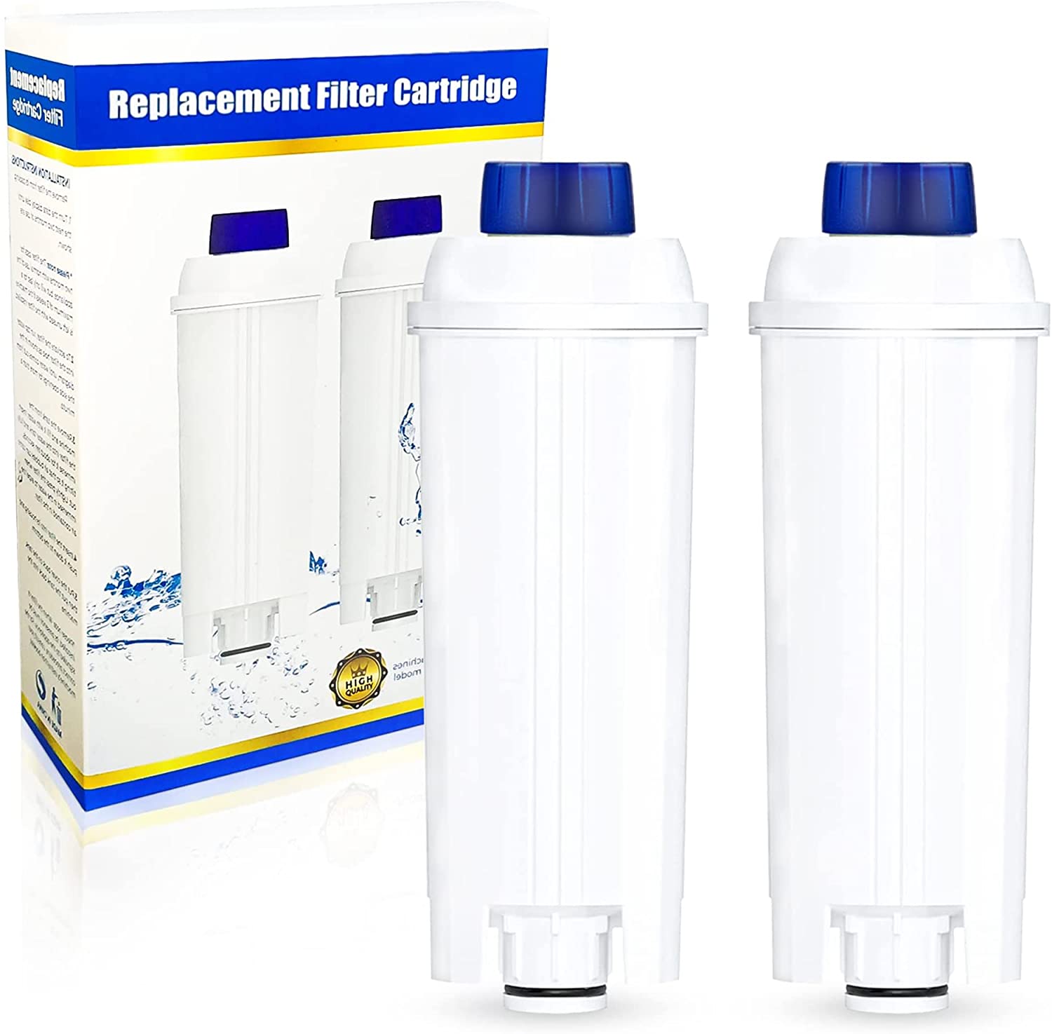 Weyeen Water Filter for Delonghi DLSC002 Coffee Machines, Coffee Filter Cartridge, AktCarbon, Compatible with De Longhi Dinamica, Magnifica, ECAM, ETAM, Esam, BCO, EC. (Pack of 2)