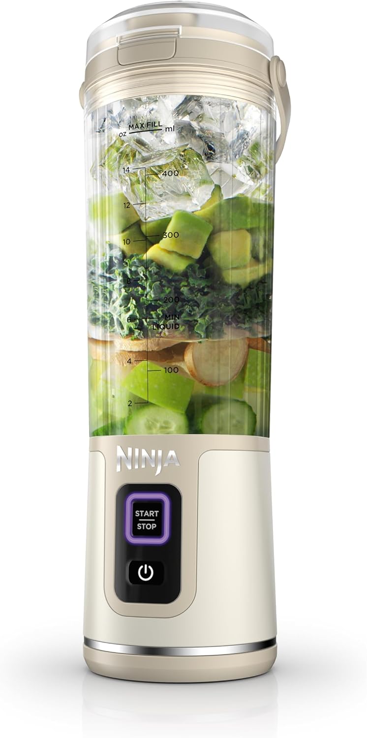 Ninja Blast BC151CS Portable Blender, Wireless, 530 ml, Personal Blender for Shakes and Smoothies, BPA-Free, Leak-proof Lid and Drinking Spout, USB-C Rechargeable, Dishwasher Safe Parts