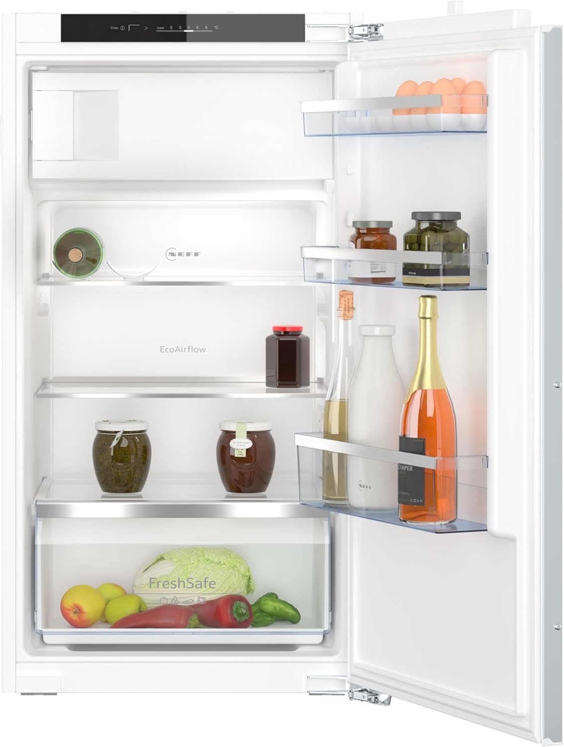 NEFF KI2322FE0, N 50, Built-in Fridge with Freezer, 102.5 x 56 cm, Made in Germany, Cool 132 L, Freeze 15 L, 35 dB, LED Lighting, Fresh Safe, Eco Air Flow, Flat Hinge