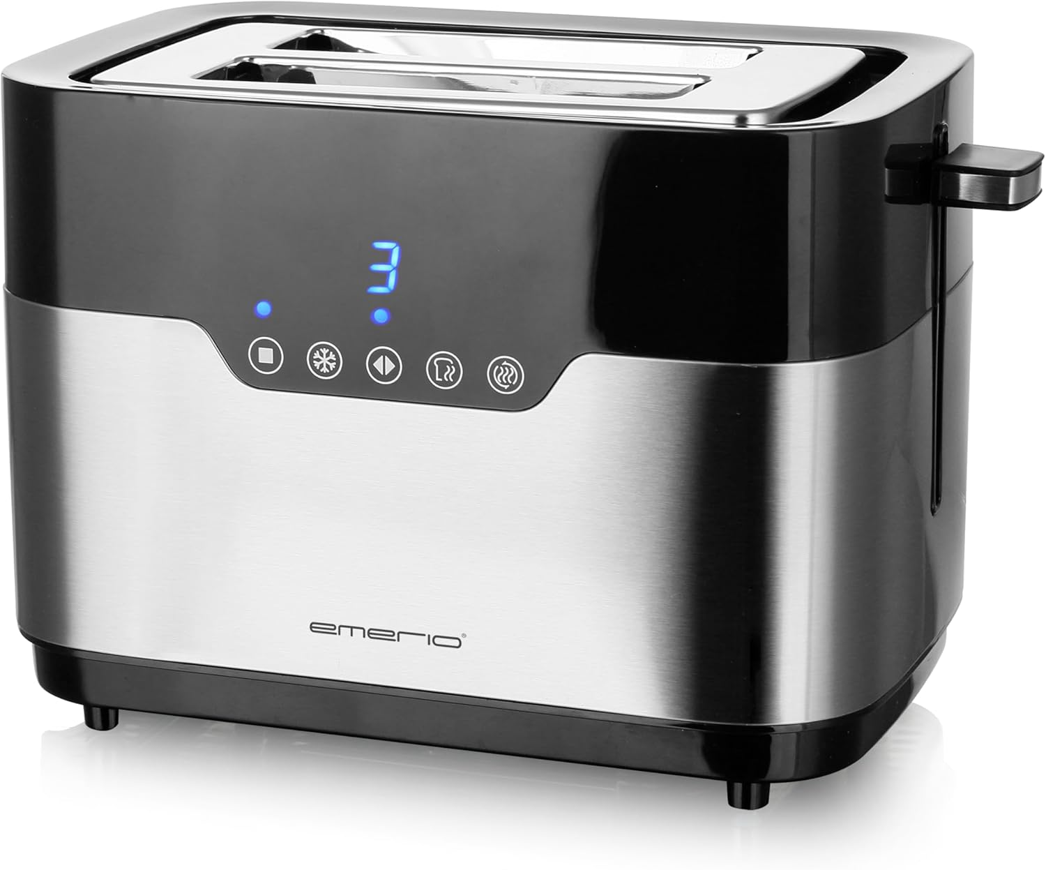 Emerio TO-122083 Toaster for 2 Toast Slots with Display + Touch Control Buttons, Removable Crumb Tray, Cancel/Defrost/Reheating, 7 Adjustable Browning Levels, Bun Attachment, 920 W,
