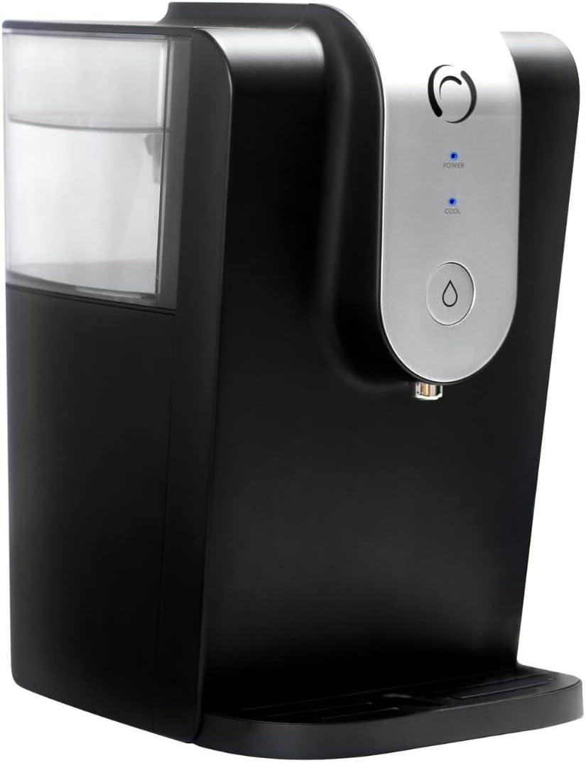 Aqua Optima Lumi Filtered Water Cooler and Counter Water Dispenser 8.2 Liter Capacity with 1 x 30 Day Evolve+ Water Filter Cartridge, Black