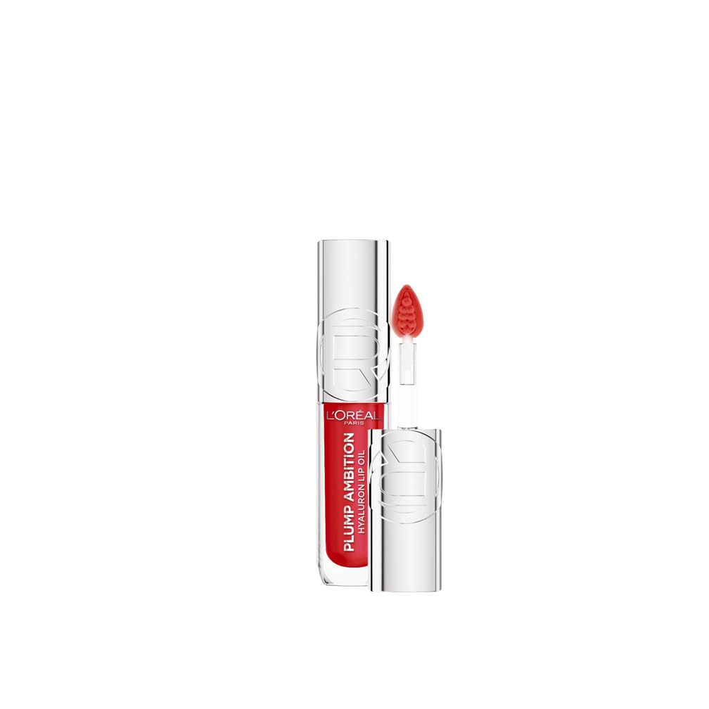 L'Oréal Paris L\'Oréal Paris Plump Ambition Lip Oil with Hyaluron, Fuller & Smoother Lips without Compromise, Intensive Care Feeling with Hyaluronic Acid, Up to 24H Moisture, Colour: 380 Rouge in Love, 5 ml