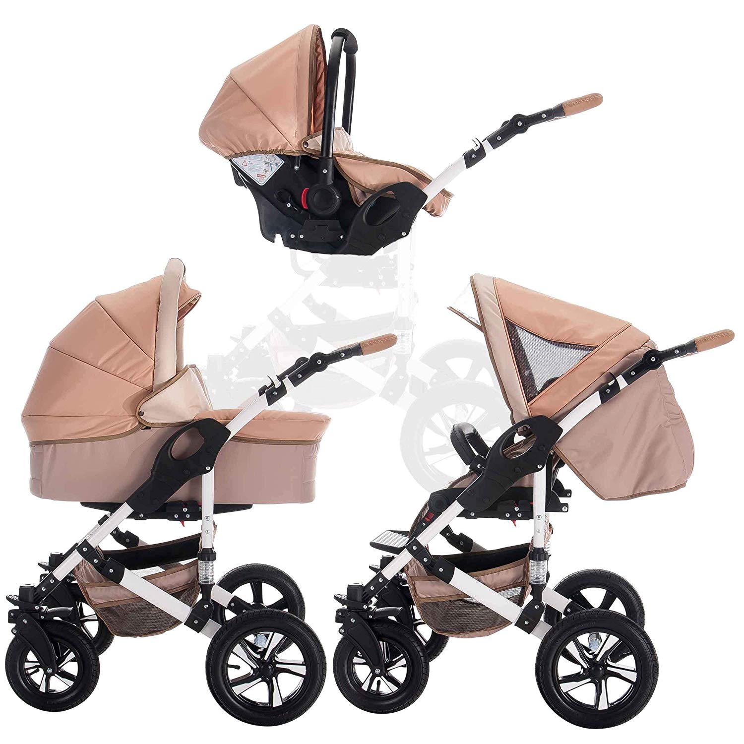 Bebebi myVARIO 3-in-1 Combi Pushchair Hard Rubber Colour: myGold