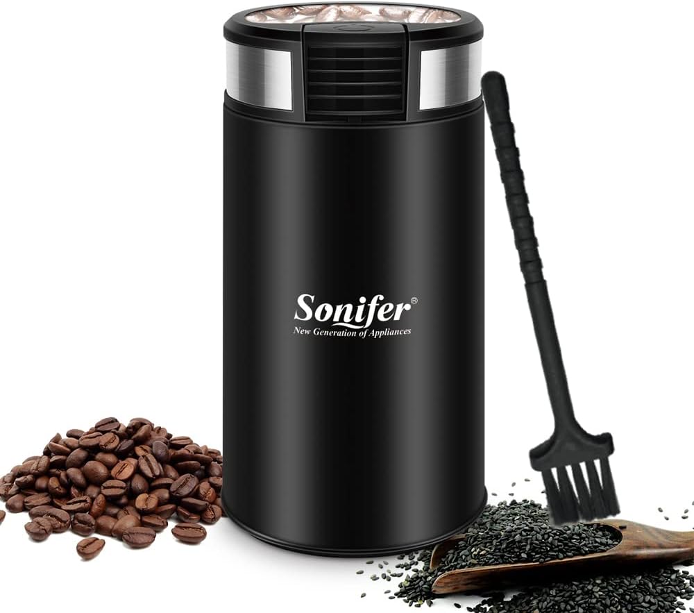SONIFER Coffee Grinder, Electric Spice and Coffee Mill, Capacity 50 G, for Coffee Beans, Nuts, Spices, Grains, Herbs, 200 Watt