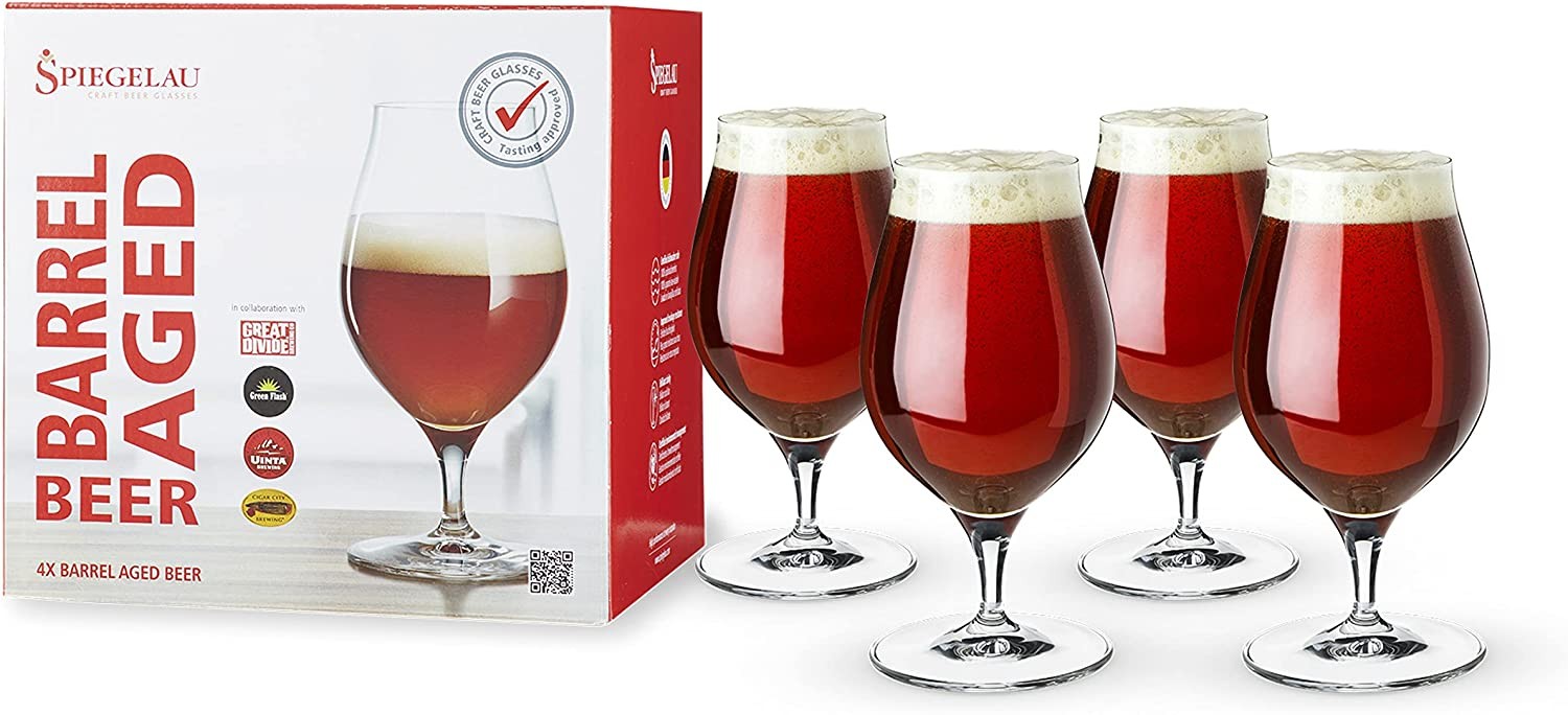 Spiegelau & Nachtmann, 4 Piece Kraft Beer Glass Set, Barrel Aged Beer, Crystal Glass, 0.5 Litre, Craft Beer Glasses, 4991380