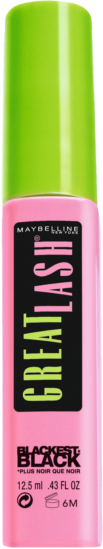 Maybelline Wimperntusche Great Lash Mascara Blackest Black, 12,5 Ml