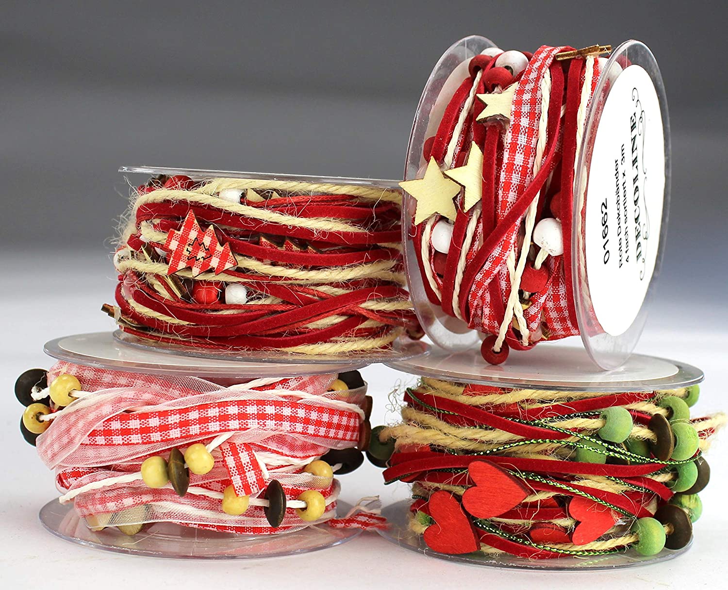 Daro Deko Red Decorative Ribbons 4 Compartments Assorted