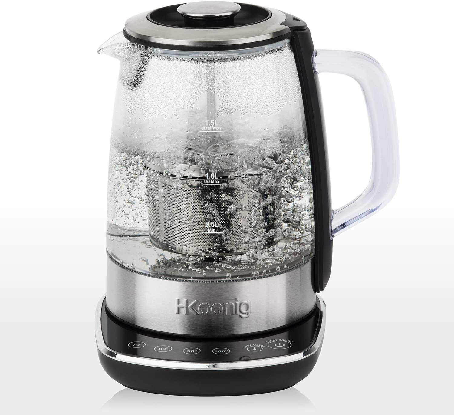 H.KOENIG TI600 Stainless Steel Glass Tea Maker