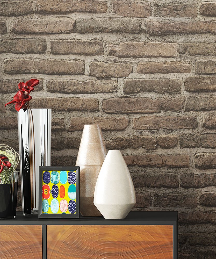 Newroom Design Stone Non-Woven Wallpaper Grey/Beige Natural Stone, Attractive Elegant Wall