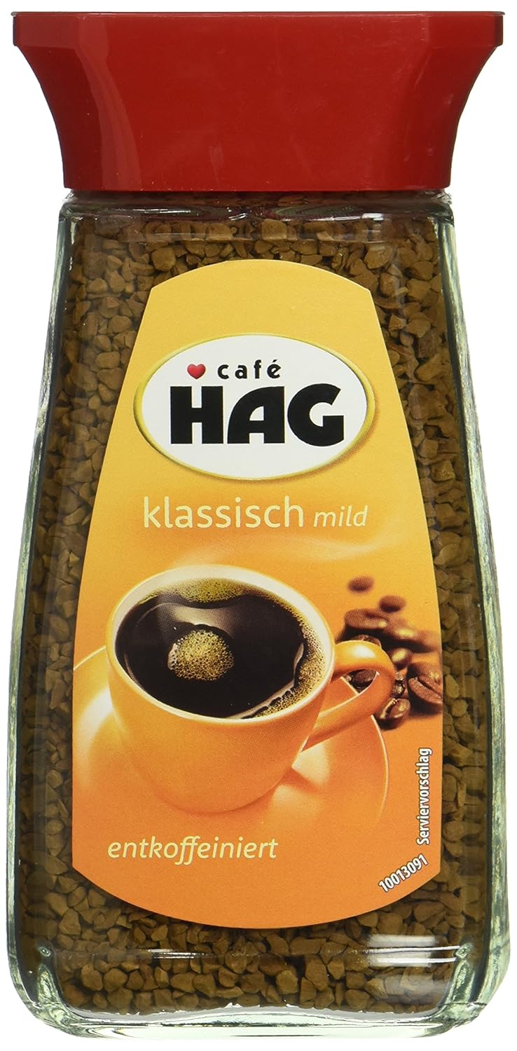Cafe hag classic mild glass, decaffeinated soluble bean coffee, 100g