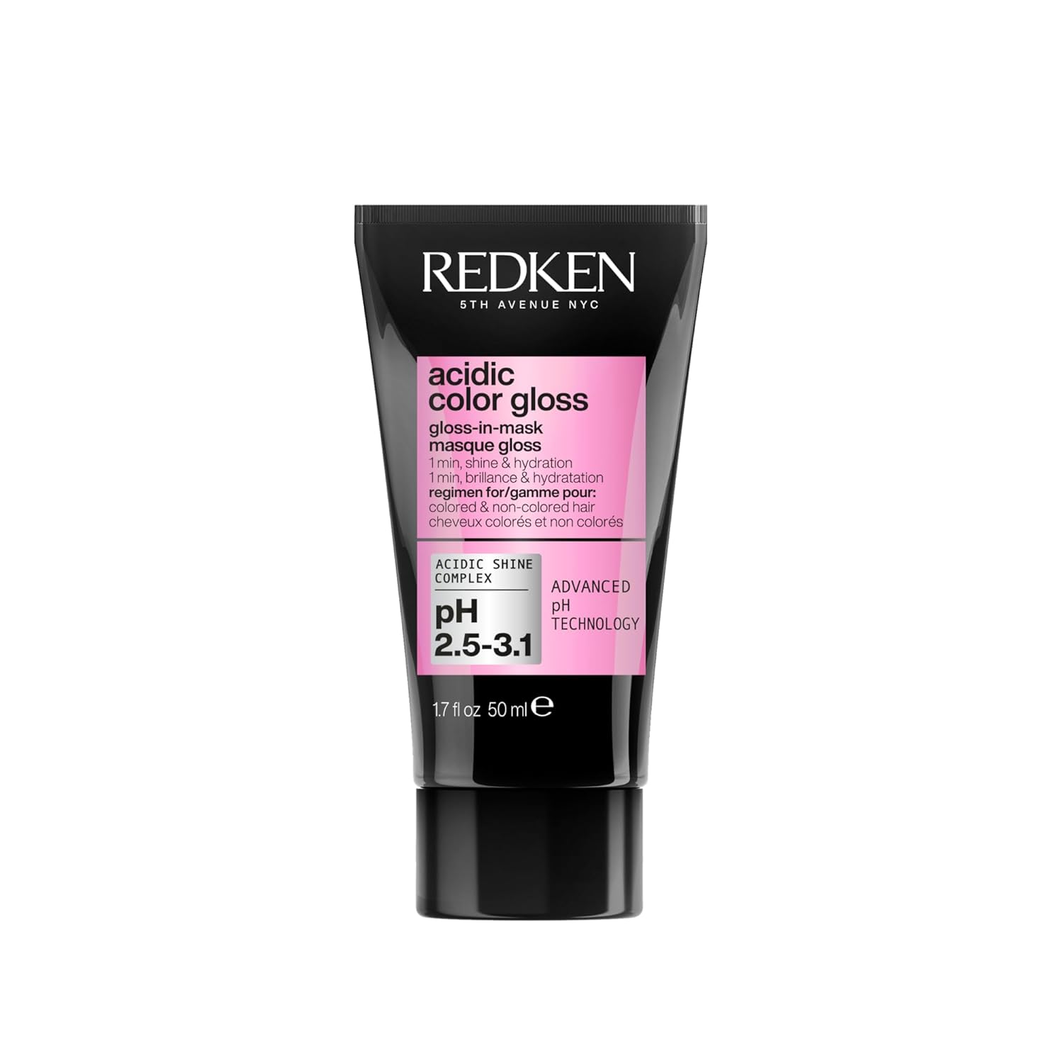 Redken Silicone-Free Hair Mask for Intense Moisture & Reflective Shine, Removes Residues and Makes Hair Radiant, Cream-To-Gloss Technology, Acidic Color Gloss Gloss-In Mask, 50 ml