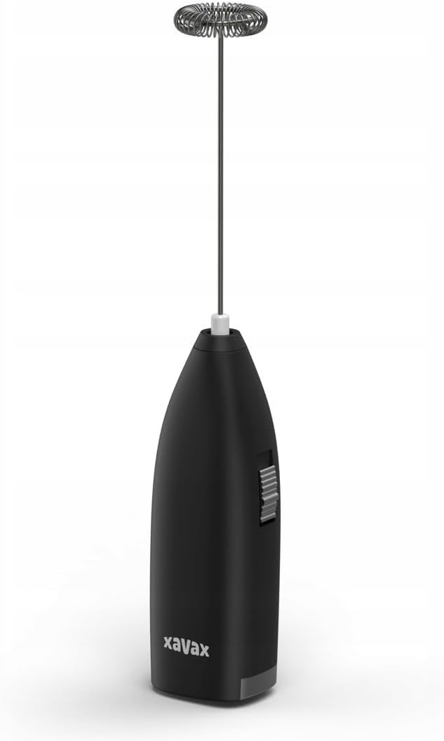 XAVAX Electric Milk Frother (Milk Frother, Stainless Steel, Battery-Operated, Electric, Multifunctional) Color Black