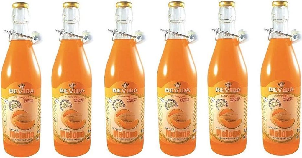 6x Bevida Melon Syrup Glass Bottle 1Lt Ideal for drinks, ice and slush 12000g