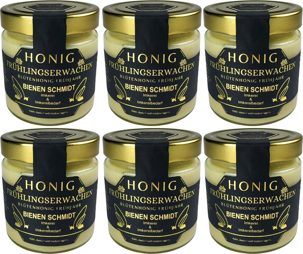 BIENEN SCHMIDT 6x German Beekeeper Honey "SPRING AWAKENING" 500 g in a glass jar German Honey Spring